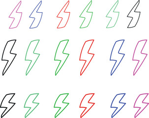 A colorful and vibrant pattern of lightning bolt doodles, creating a dynamic and energetic visual display of electricity