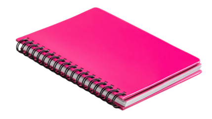Pink Spiral Notebook isolated on a transparent background