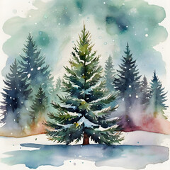 christmas tree in the snow