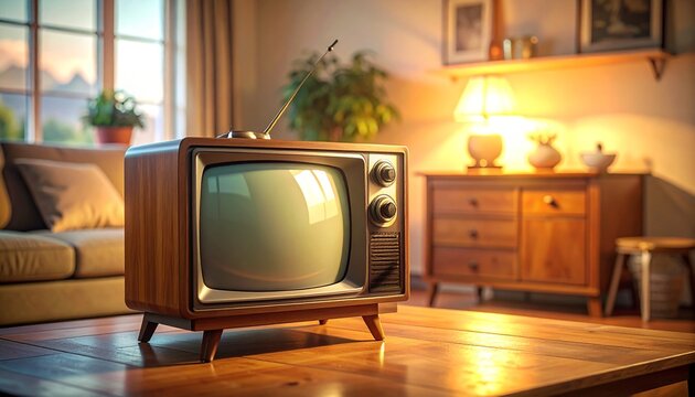 Retro 1960s television with warm nostalgic light, celebrating the golden age of broadcasting on World Television Day.
