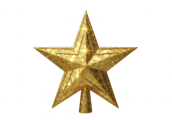 Golden star, a classic symbol of celebration, perfect for adding a touch of sparkle to your holiday designs and festive projects isolated on a transparent background	