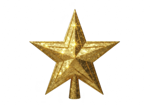 Golden star, a classic symbol of celebration, perfect for adding a touch of sparkle to your holiday designs and festive projects isolated on a transparent background	