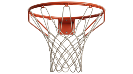 Basketball hoop net and rim isolated on a transparent background