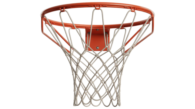 Basketball hoop net and rim isolated on a transparent background