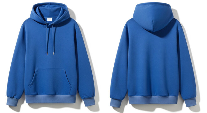 Front and back of a blue hoodie for mockup