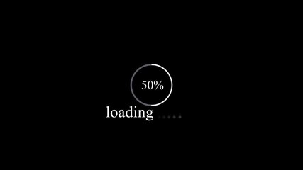 Loading Circle With 30 Percent And Dots On Black Background progress waiting