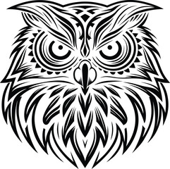 owl head vectyor art illustration