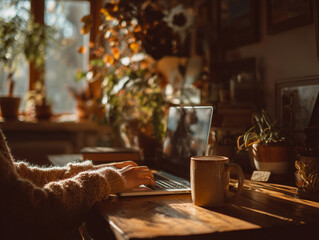 manuscript drafting in warm environment, creative author working amidst soft ambient illumination