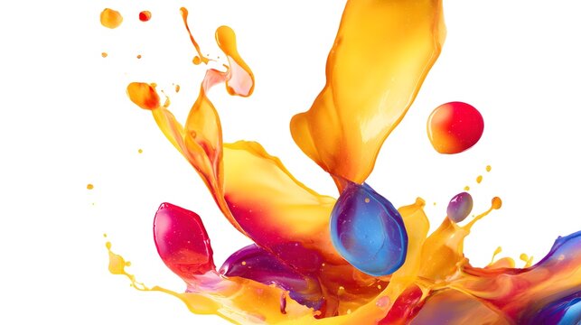 Vivid paint splash bursts with energy a creative concept showcasing dynamic abstract art against white