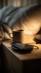 comfortable living room with peaceful ambiance, quiet evening setup with electronics and cozy comforts