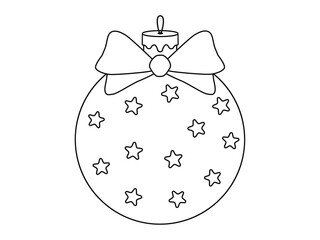 Obraz premium Christmas ornament with stars and bow ready to be colored in black on transparent background
