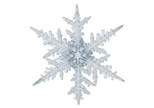 Macro photo of a real snowflake with a complex structure, captured on a transparent background, showcasing the intricate details and delicate beauty of winters natural art isolated on a transparent ba