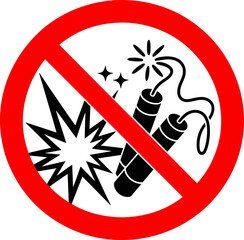 No Fireworks or Explosives Prohibition Sign Vector