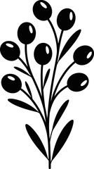 Olive Berry Sprig Silhouette