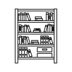 Bookcase with books in line art style