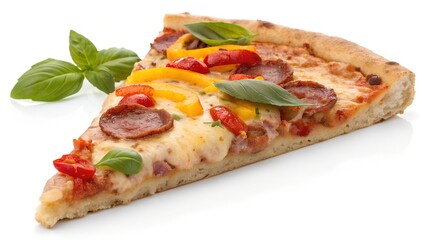 Gourmet Pepperoni and Vegetable Pizza Slice