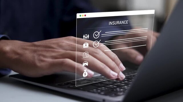 insurance policy with checklist concept, life protection, daily life insurance, family, finance, health, travel, real estate, and accident.