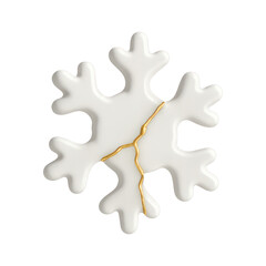 Obraz premium PNG Ceramic snowflake with golden repair.