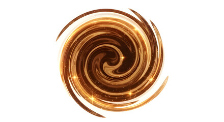 Luxurious Golden Sparkle Swirl Vortex Isolated on White Background.