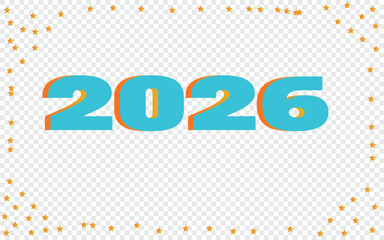 Festive 2026 new year design with confetti on a transparent background