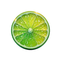 Fresh green lime and lemon citrus fruit slices on a black background, isolated on white