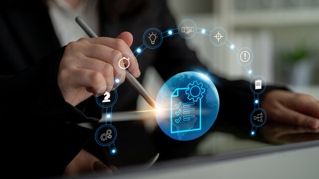 Global project management solutions and services. A strategy for business planning and execution to achieve project goals and objectives worldwide. Motif