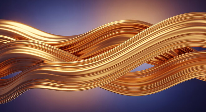 Abstract image of a golden flowing ribbon. Representing elegance, luxury, and movement. Suitable for design or promotional purposes, free space present