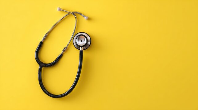Stethoscope on yellow - Powered by Adobe