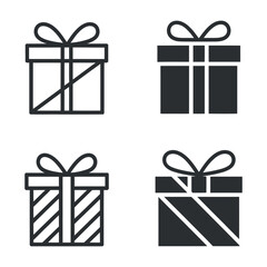 Gift box present design vector collection of elements isolated on transparent background with simple style graphic 120 char