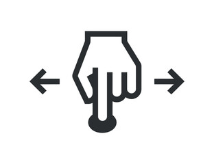 Horizontal drag a finger on the screen vector hand icon graphic symbol on transparent background design 120 characters