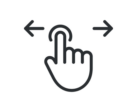 Swipe left or right gesture on a screen vector hand finger icon graphic symbol isolated on white background 120 characters
