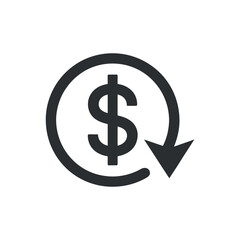 Recurring payment icon for subscription services showing circular arrow and dollar sign with minimal design clean composition high quality