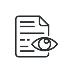 Document with eye icon showing data overview and visibility for file report research privacy policy vector illustration 120 characters