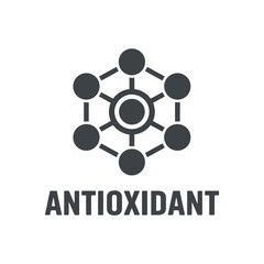 Antioxidant molecular structure vector icon sign symbol for healthy food labels products skincare medical healthcare and dietary supplements