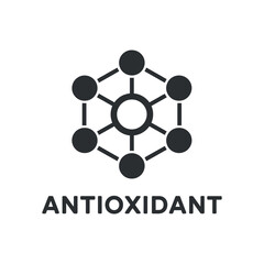 Antioxidant molecular structure vector icon sign symbol for healthy food labels products skincare medical healthcare and dietary supplements