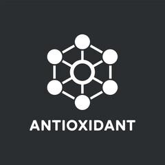 Antioxidant molecular structure vector icon sign symbol for healthy food labels products skincare medical healthcare and dietary supplements