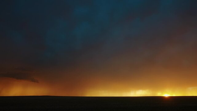 Dark and moody sky filled with rolling thunderclouds and flashes of light 