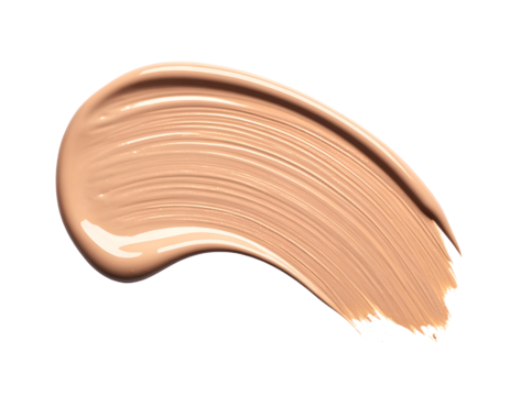 Smooth liquid foundation or concealer smear, creamy texture, isolated cosmetic product sample for beauty and skincare application isolated on transparent background