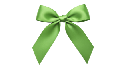 Green Satin Gift Bow for New Year Celebration on a transparent background, PNG image, PNG file