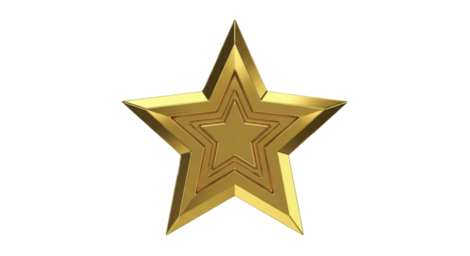 Shiny gold star ornament on a transparent background, PNG image, PNG file for New Year celebration