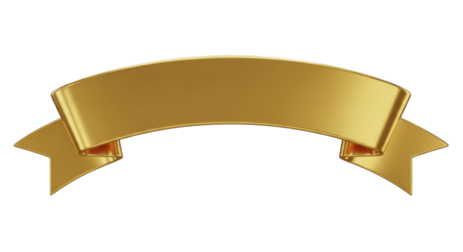  Shimmering Golden Curved Ribbon on a transparent background PNG image for New Year holiday