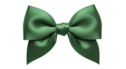 Green Satin Gift Bow on a transparent background, PNG image, PNG file