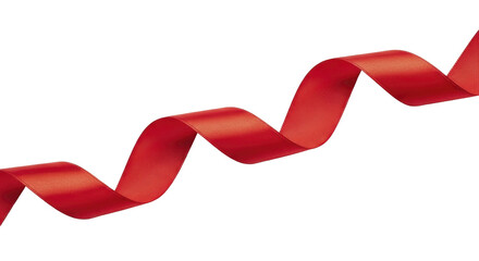  Red satin gift ribbon spiral on a transparent background PNG image for holiday celebration decoration
