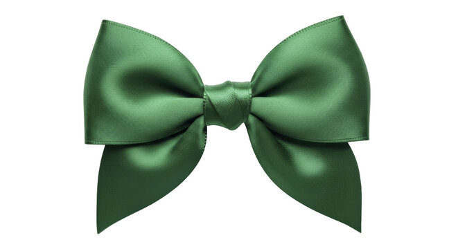 Green Satin Gift Bow on a transparent background, PNG image, PNG file