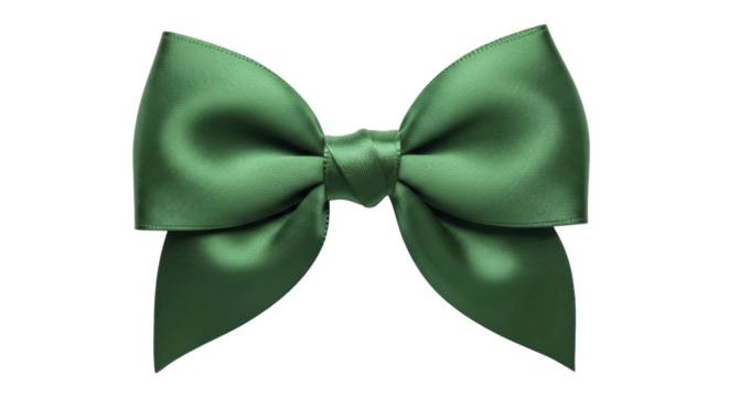 Green Satin Gift Bow on a transparent background, PNG image, PNG file