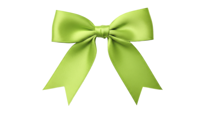 Vibrant green satin gift bow on a transparent background, perfect for New Year celebrations, PNG image, PNG file