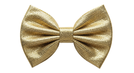  Golden shiny bow tie isolated on a transparent background PNG image, festive new year party accessory