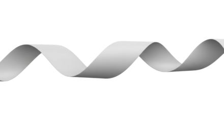 Smooth white serpentine ribbon for holiday celebrations on a transparent background PNG image