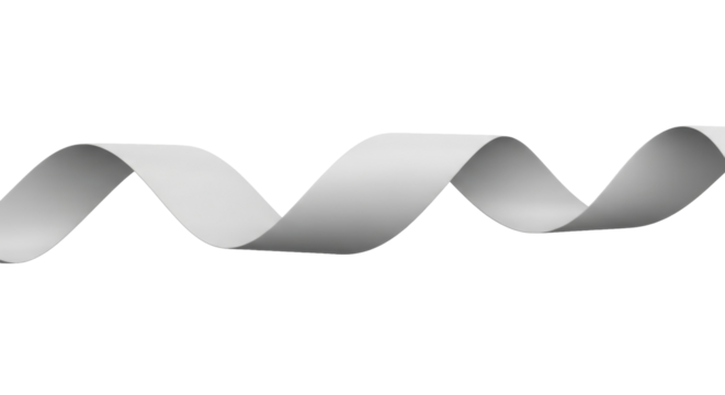 Smooth white serpentine ribbon for holiday celebrations on a transparent background PNG image