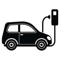 electric car charging vector  on white